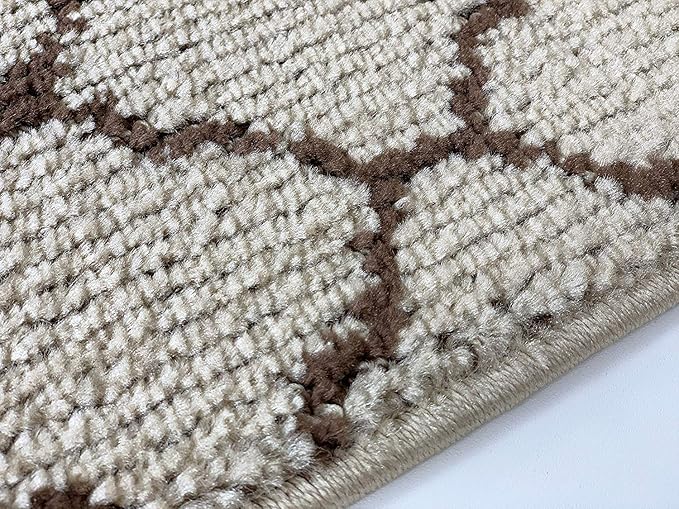 Custom Size Modern Runner Rug Carpet for Hallway Entryway Foyer Kitchen, Slip Resistant Latex Rubber Backed 31 inch Wide X Customized Length, Trellis Beige, 31 inch X 14 feet