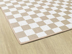 Flagship Carpets Schoolgirl Style Brown and White Checkerboard Educational Area Rug for Kids Room Seating Décor, Children's Classroom, Play Carpet for Teaching and Playroom, 7'6" x 12', Neutral