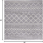 SAFAVIEH Arizona Shag Collection Area Rug - 3'2" Square, Grey & Ivory, Moroccan Design, Non-Shedding & Easy Care, 1.6-inch Thick Ideal for High Traffic Areas in Living Room, Bedroom (ASG741G)
