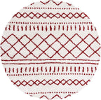 SAFAVIEH Arizona Shag Collection 6'7" Round Ivory/Red ASG741P Moroccan Non-Shedding Entryway Foyer Living Room Bedroom Kitchen 1.2-inch Thick Area Rug