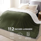 Bedsure GentleSoft Sherpa Fleece Oversized Cal King Blankets for Bed - Thick and Warm Throw for Women and Men, Soft Fuzzy Plush Large Blanket for Winter, Olive Green, 112x98 Inches