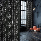 NICETOWN Black Voile Sheer with Glitter Silver Web, Grommet Halloween Spider Pattern for Window Decor, Party & Seasonal Home, W54 x L96, 2 Panels