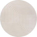 Eyely NCS101A-9R Scandinavian Odense Minimalist Angle Geometric Indoor Rug, Pet Friendly, Non-Shedding, Stain Resistant, Easy-Cleaning, Ivory/Cream, 9' Round, Indoor/Outdoor, Area Rug