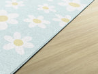 Flagship Carpets Schoolgirl Style White Daisies on Blue Educational Area Rug for Kids Room Seating Décor, Children's Classroom, Play Carpet for Teaching and Playroom, 5' x 7'6"