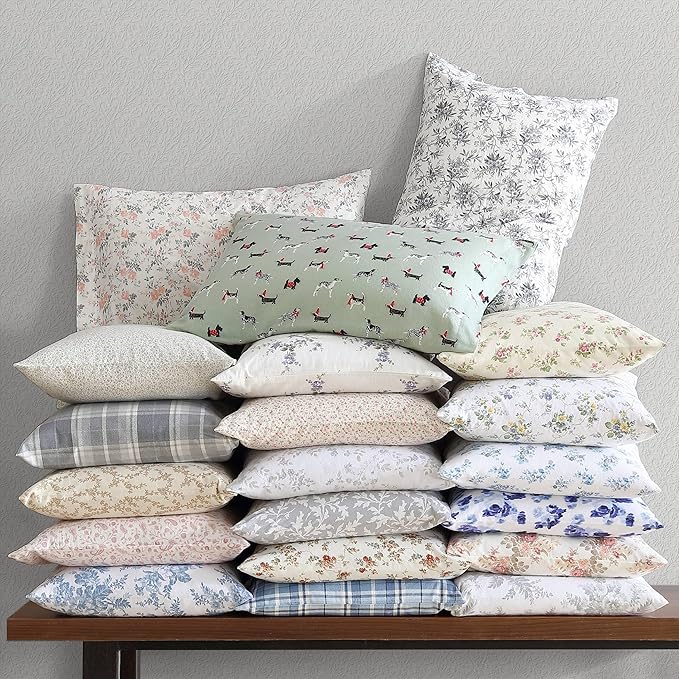 Laura Ashley - Flannel Sheets Twin Size, Anti-Pilling & Wrinkle Resistant Cotton, Touchably Soft for All-Season Comfort - Bed Sheets with Matching Pillowcase & Fitted Sheet (Le Fleur Orange)