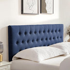 Tufted Upholstered Headboard King Size, Solid Wood Head Board with Durable Metal Legs, Adjustable Height Bed headboard from 37" to 51" Fabric Headboard in Modern Button Design, Blue
