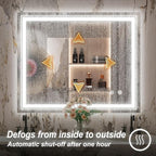 40 x 32 Inch LED Mirror for Bathroom, Wall Mounted Lighted Bathroom Vanity Mirrors, Stepless Dimmable, Memory Funtion, Anti-Fog, 6000K, Shatter-Proof, Horizontal or Vertical