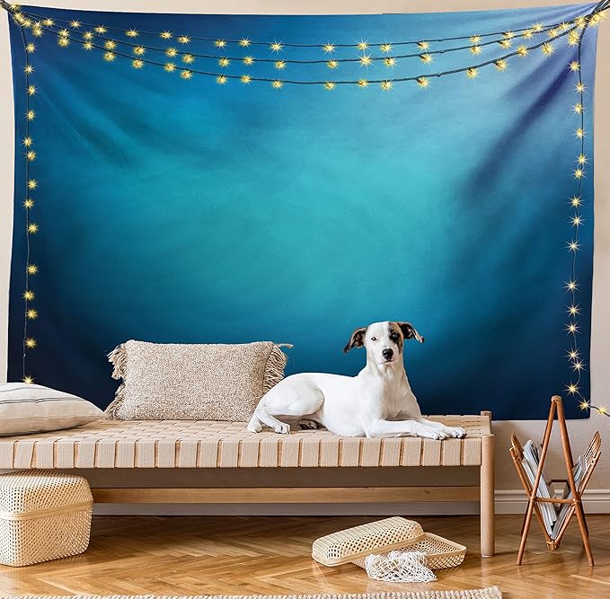 Ambesonne Navy Blue Tapestry, Abstract Vibrant Shaded Digital Color on Plain Background Bohemian Print, Wide Wall Hanging for Bedroom Living Room Dorm, 60" X 40", Turquoise Navy
