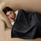 Exclusivo Mezcla Fleece Bed Blanket Twin Size, Super Soft and Warm Blankets for Couch, Sofa and Bed Waffle Textured, Cozy, Fuzzy and Lightweight (Black, 90x66 Inches)