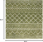 SAFAVIEH Arizona Shag Collection Area Rug - 6'7" Square, Green & Ivory, Moroccan Design, Non-Shedding & Easy Care, 1.6-inch Thick Ideal for High Traffic Areas in Living Room, Bedroom (ASG741X)