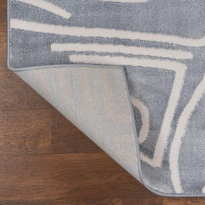 JONATHAN Y Graphic Lines High-Low Runner Rug 2X8 Blue/White, Alcina Modern Scandinavian for Living Room, Bedroom, Kitchen, Easy-Cleaning, High Traffic, Pet-Friendly, Non-Shedding SND102D-28