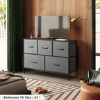 WLIVE Dresser for Bedroom with 5 Drawers, Long Storage Tower Organizer Unit, Fabric Dresser, Storage Drawer Unit with Fabric Bins for Closet, Hallway, Dark Grey, Size L