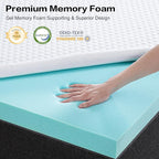 RISAR Memory Foam Mattress Topper California King Size Mattress pad 3’’ Inch High Density Mattress Cooling Gel Thick Topper for Back Pain Relief Best Soft Bed with Cover(72 x 84 inch)