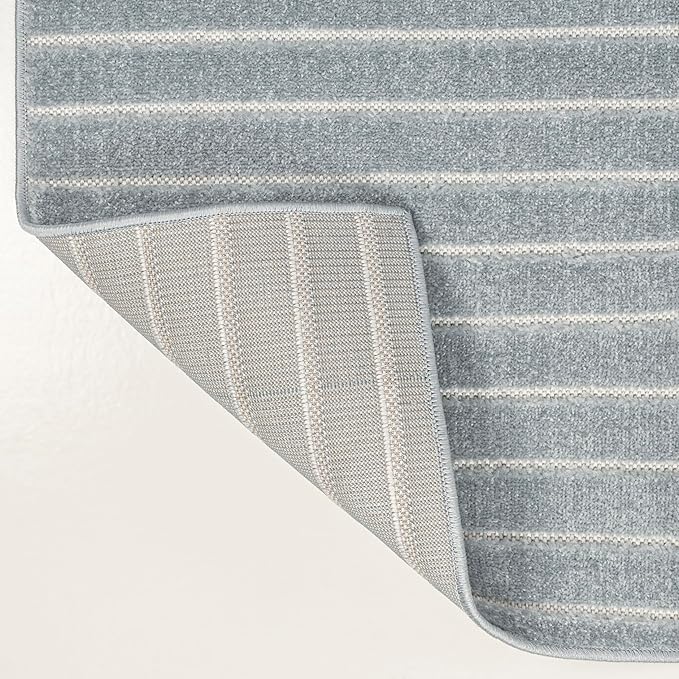 Eyely NCS101F-4 Odense High-Low Minimalist Angle Geometric Light Blue/Cream 4 ft. x 6 ft. Indoor/Outdoor Area Rug, for Home, Backyard, Patio, Porch, Bedroom, Kitchen, Living Room