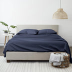Linen Market Brushed Microfiber Full Sheet Set 4 Piece – Oeko-TEX Certified Ultra Soft & Wrinkle-Free - 16" Deep Pocket Sheets - Easy Care Full Size - Navy