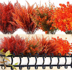 Crowye 40 Bundles Artificial Fall Flowers for Outdoor Decoration UV Resistant Faux Mums Plastic Plants for Garden Cemetery Porch Window Fireplace Patio Home Indoor Autumn Thanksgiving Fall Decor