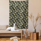 Lunarable Sunflower Tapestry Twin Size, Abstract Nature Inspired Illustration Bouquet Retro Composition, Wall Hanging Bedspread Bed Cover Wall Decor, Twin Size, Yellow Green