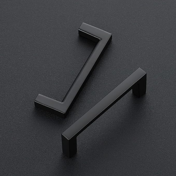 Ravinte 20 Pack Matte Black Cabinet Pulls, 3 Inch (76mm) Hole Center Slim Kitchen Handles, Square Drawer Pulls for Cabinets & Cupboards, Hardware