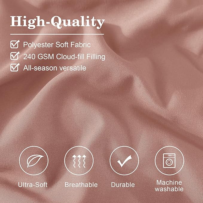 Monbix King Size Comforter Set - 7 Pieces Bed in a Bag King, Clay Pink Bedding Sets with Comforter, All Seasons Down Alternative Comforter Bed Set with Sheets, Pillowcases & Shams