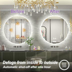 40 Inch Round LED Mirror, Backlit Round Lighted Bathroom Mirror,Large Circle Vanity Wall Mounted, Anti-Fog, Dimmable, 3000K/4500K/6000K