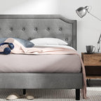 ZINUS Kellen Upholstered Scalloped Platform Bed Frame, Mattress Foundation, Wood Slat Support, No Box Spring Needed, Easy Assembly, Full