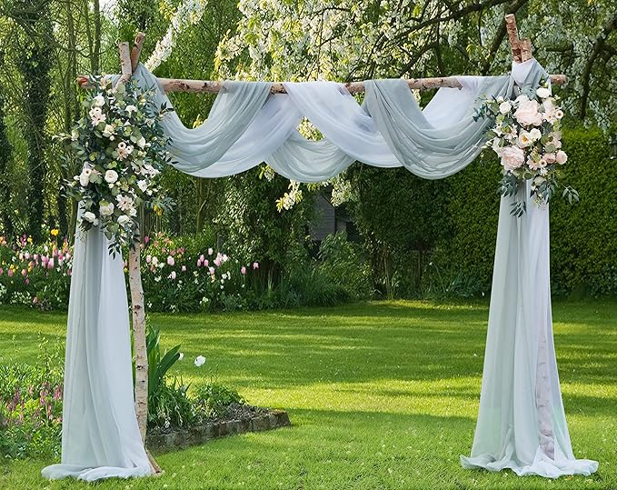 Warm Home Designs 30 Feet Long Gray Silver Window Scarf. These XXL Length Valance Window Scarves 54 X 360 Inches in Size. Great as Bed Canopy or Wedding Arch Draping Fabric. AM Silver 360"