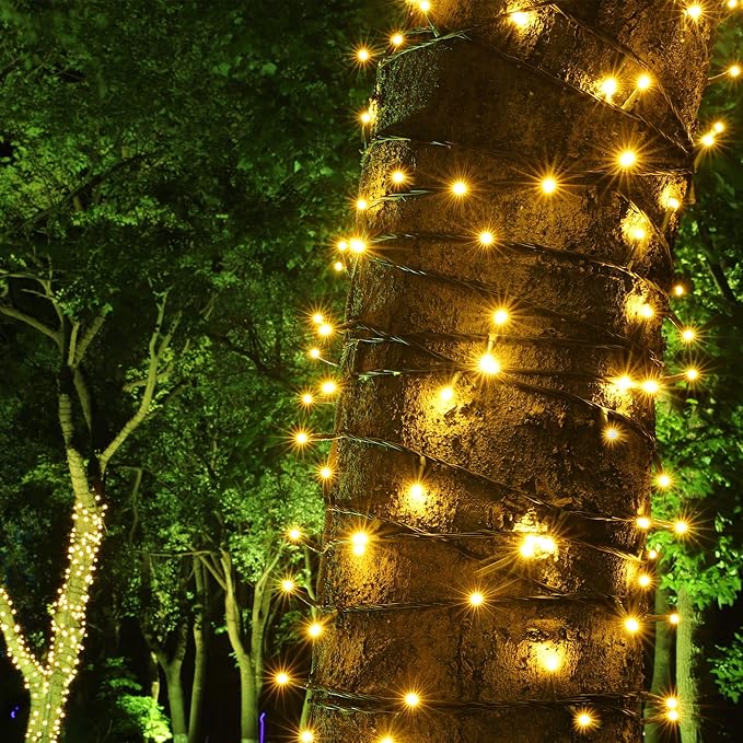 100-1000 LED Christmas Lights, Low Voltage Fairy String Lights with 8 Modes, Ideal for Xmax Tree, Garden, Home, Party, Halloween Festival Deco (Warm White, 200 LEDs)