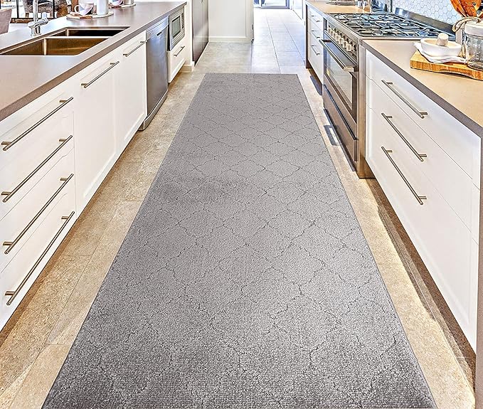 Custom Size Modern Runner Rug Carpet for Hallway Entryway Foyer Kitchen, Slip Resistant Latex Rubber Backed 31 inch Wide X Customized Length, Clouds Grey, 31 inch X 26 feet