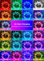 Brightown Fairy Lights Color Changing - 22 Color 66FT 200 LED Plug in String Lights with Remote, Halloween String Lights Indoor with 12 Modes, Christmas Fairy Lights for Bedroom Classroom