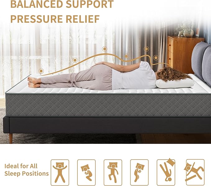 PurrJoys Mattress Double Mattress, 10 Inch Hybrid Memory Foam Firm Full Size Mattres with Hybrid Full Bed Matress in a Box Pressure Relief & Supportive Full Size Mattresses