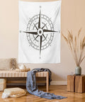 Ambesonne Compass Tapestry, Wind Rose Old Fashion Navigational Equipments Orienteering Illustration Print, Wall Hanging for Bedroom Living Room Dorm Decor, 40" X 60", Evergreen White