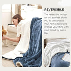Bedsure GentleSoft Sherpa Fleece Oversized Cal King Blankets for Bed - Thick and Warm Throw for Women and Men, Soft Fuzzy Plush Large Blanket for Winter, Slate Blue, 112x98 Inches