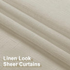 Aiyufeng Natural Sheer Curtains 72 inches Long 2 Panels, Fresh Textured Semi Sheer Natural Linen Breathable Elegant Door Curtains & Drapes for Farmhouse/Living Room/Kitchen, 40Wx72L inch