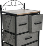 Household Essentials Victorian Style 4-Drawer Storage Organizer Unit, Black and Grey
