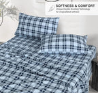 RUVANTI Flannel Sheets Twin Size - 100% Cotton Double Brushed Twin Sheets Set, Deep Pockets 16 Inches, All Seasons Breathable & Extra Soft Bed Sheets, Warm & Cozy, 3 Piece, Illusion Check