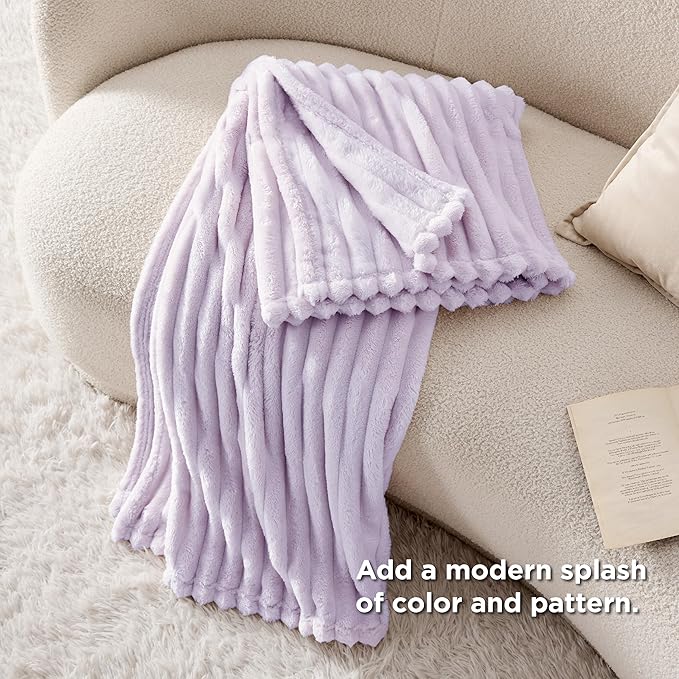 Bedsure GentleSoft Lavender Fog Fleece Blanket for Couch - Cozy Soft Blankets for Women, Cute Small Throws for Girls, 50x60 Inches
