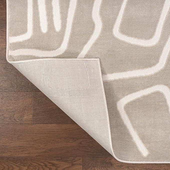 JONATHAN Y Graphic Lines High-Low Runner Rug 2X8 Beige/Cream, Alcina Modern Scandinavian for Living Room, Bedroom, Kitchen, Easy-Cleaning, High Traffic, Pet-Friendly, Non-Shedding SND102A-28