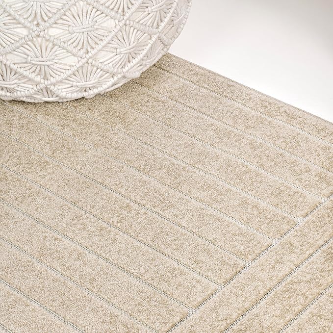 Eyely NCS101E-3 Odense High-Low Minimalist Angle Geometric Beige/Cream 3 ft. x 5 ft. Indoor/Outdoor Area Rug, for Home, Backyard, Patio, Porch, Bedroom, Kitchen, Living Room