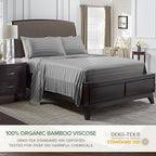 Full Sheets by Pure Bamboo, Genuine 100% Organic Viscose Derived from Bamboo Bed Sheet Set, Luxuriously Soft & Cooling, Double Stitching, Lifetime Quality Promise (Full, Jacquard Stone)