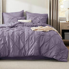 Bedsure Twin Comforter Set Grayish Purple - Bed in a Bag Twin Size Bedding 5 Pieces, GentleSoft™ Pintuck Bed Set Gift for Family, Pinch Pleat Grayish Purple Comforter with Sheets, Pillowcase & Sham