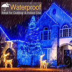 Brizled Blue Christmas Lights, 33ft 100 LED 5MM Wide Angle Christmas Tree Lights, 120V UL Certified Mini String Light Connectable Outdoor Waterproof Blue Light for Xmas Room Party Decor, Green Wire