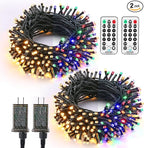 Brizled Christmas Tree Lights, 2 Pack 65.67ft 200 LED Color Changing Christmas String Lights with Remote, 11 Modes Warm White & Multicolor Xmas Light Connectable Light String for Xmas Tree Home Party