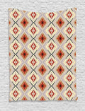 Ambesonne Tribal Tapestry, Prehistoric Motifs Traditional Pattern Artwork, Wall Hanging for Bedroom Living Room Dorm Decor, 60" X 80", Orange Maroon