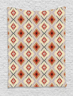 Ambesonne Tribal Tapestry, Prehistoric Motifs Traditional Pattern Artwork, Wall Hanging for Bedroom Living Room Dorm Decor, 60" X 80", Orange Maroon