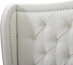 Jennifer Taylor Home Marcella Upholstered Shelter Headboard Bed Set, King, Antique White Polyester