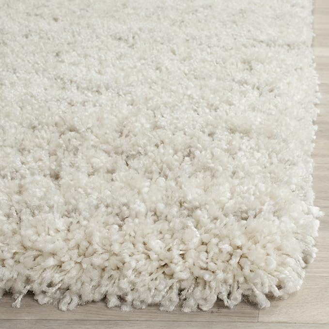SAFAVIEH Arizona Shag Collection Area Rug - 5'1" Square, Ivory & Beige, Moroccan Design, Non-Shedding & Easy Care, 1.6-inch Thick Ideal for High Traffic Areas in Living Room, Bedroom (ASG741A)