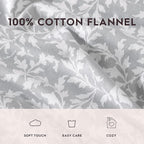 Laura Ashley - Flannel Sheets Full Size, Anti-Pilling & Wrinkle Resistant Cotton, Touchably Soft for All-Season Comfort - Bed Sheets with Matching Pillowcases & Fitted Sheet (Crestwood Pastel Grey)
