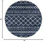 SAFAVIEH Arizona Shag Collection Area Rug - 3'2" Round, Slate Blue & Ivory, Moroccan Design, 1.6-inch Thick, Non-Shedding, Ideal for High Traffic Areas in Living Room, Bedroom, Dining (ASG741L-3R)