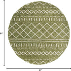 SAFAVIEH Arizona Shag Collection Area Rug - 5'1" Round, Green & Ivory, Moroccan Design, Non-Shedding & Easy Care, 1.6-inch Thick, Ideal for The Living Room, Dining, Bedroom (ASG741X)