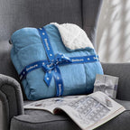 Bedsure GentleSoft Sherpa Fleece Blankets Queen Size for Bed - Thick and Warm Throw for Women and Men, Soft Fuzzy Plush Queen Blanket for Winter, Washed Blue, 90x90 Inches